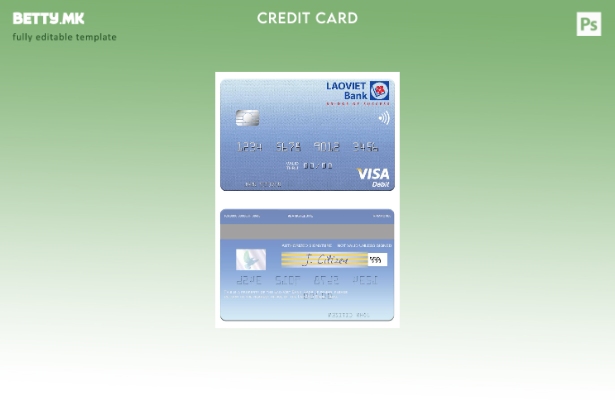 Модерен стил Шаблон за виза за дебитна картичка на Лаос Лао Виетна банка