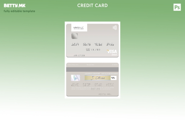 Модерен стил Шаблон за виза за дебитна картичка на Лихтенштајн Valartis Bank