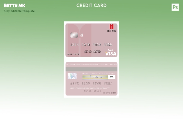 Модерен стил Шаблон за виза за дебитна картичка на Руската банка на Москва