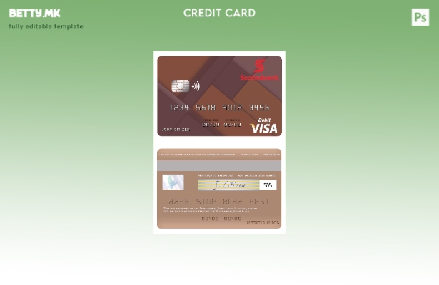 Модерен стил Шаблон за виза за дебитна картичка на Света Луција Шкотска банка