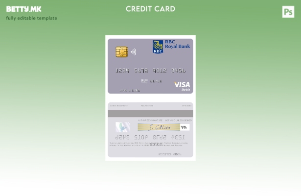 Модерен стил Шаблон за виза за дебитна картичка на Тринидад и Тобаго RBC Royal B