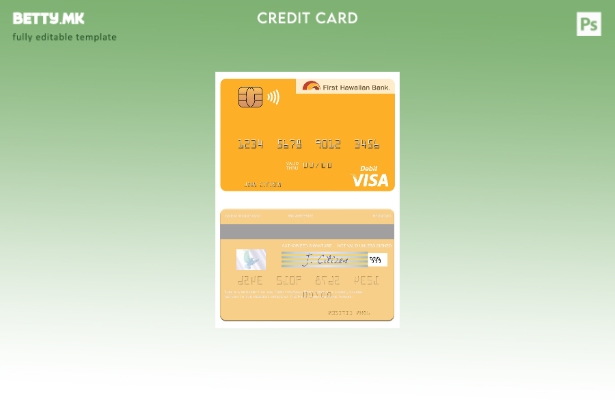 Модерен стил Шаблон за виза за дебитна картичка на Хаваи Првата Хавајска банка