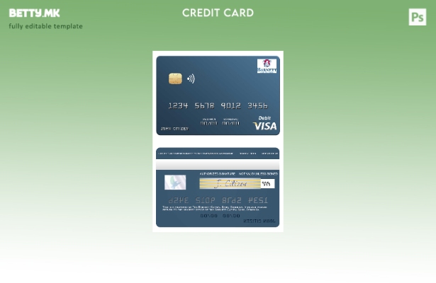 Модерен стил Шаблон за виза за дебитна картичка Dominica Barnett Capital Bank