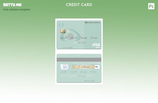 Модерен стил Шаблон за виза за дебитна картичка Salvador Banco Azteca