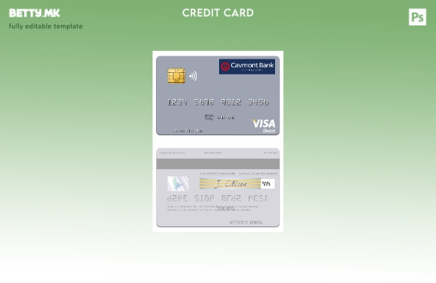 Модерен стил Шаблон за виза за дебитна картичка Zambia Cavmont Bank