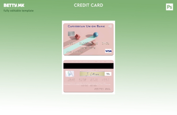 Модерен стил Шаблон за виза за картички на банката Карибите на Антигва и Барбуда