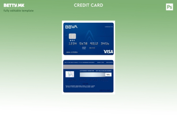 Модерен стил Шаблон за виза за кредитна картичка на Шпанија BBVA Bank