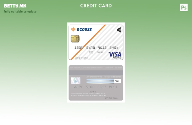 Модерен стил Шаблон за виза за припејд картичка на банката за пристап Гана