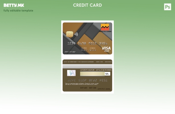 Модерен стил Шаблон за виза картичка за кредитна банка на Конго