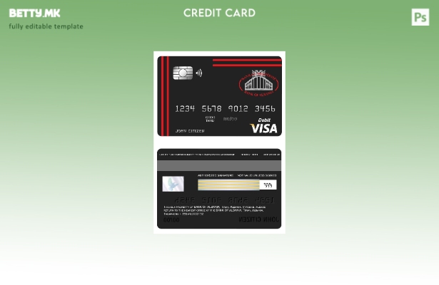 Модерен стил Шаблон за виза картичка на Албанија Банка на Албанија