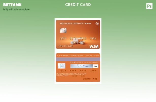 Модерен стил Шаблон за виза картичка на банката на заедницата на САД во Њујорк