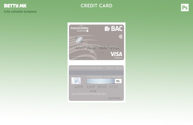 Модерен стил Шаблон за виза платина картичка на Хондурас BAC Bank