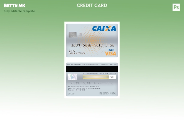 Модерен стил Шаблон за дебитна картичка за банкарска виза Бразил Caixa