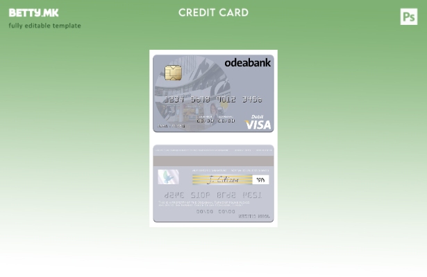 Модерен стил Шаблон за дебитна картичка за виза Турција Odeabank