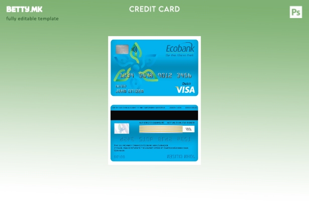 Модерен стил Шаблон за дебитна картичка за виза банка на Камерун Ecobank