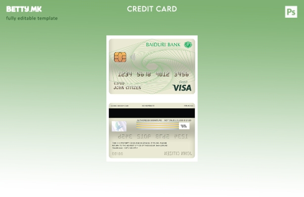 Модерен стил Шаблон за дебитна картичка за виза картичка на Брунеи Бајдури банка