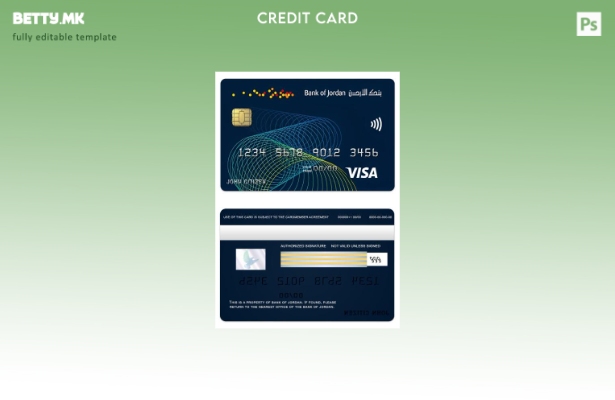 Модерен стил Шаблон за златна картичка за виза Џордан Банка на Јордан
