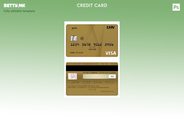 Модерен стил Шаблон за златна картичка за виза банка на Обединетото Кралство LHV
