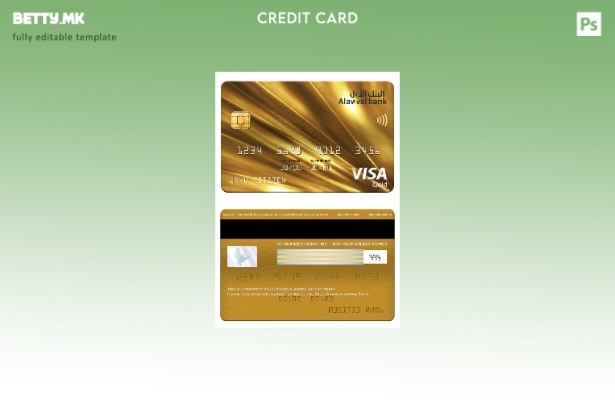 Модерен стил Шаблон за златна картичка за виза на банката Алаввал на Саудиска Ар