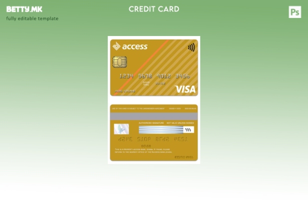 Модерен стил Шаблон за златна картичка за виза на банката за пристап Гана