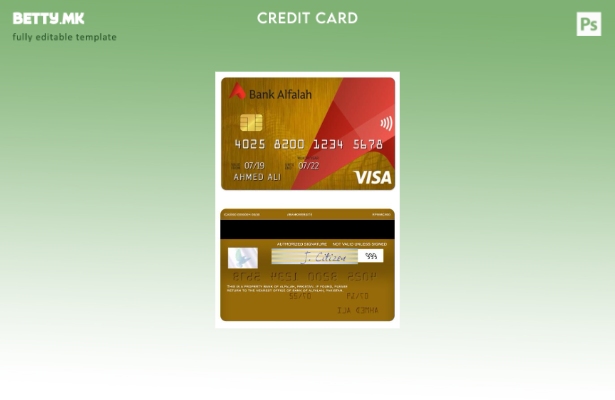 Модерен стил Шаблон за златна кредитна картичка за виза на Пакистанската банка А
