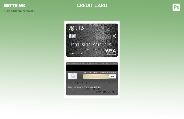 Модерен стил Шаблон за картичка за виза за потпис на банката на Монако UBS