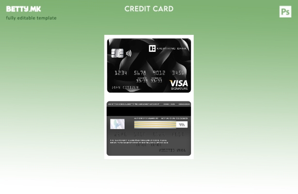 Модерен стил Шаблон за картичка за потпис за виза на банката Исланд Кауптинг