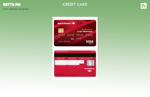 Модерен стил Шаблон за картичка за потпис на Банката на Америка Виза на САД