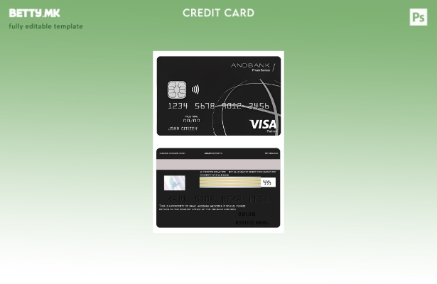Модерен стил Шаблон за картички со виза платина Андора Andbank