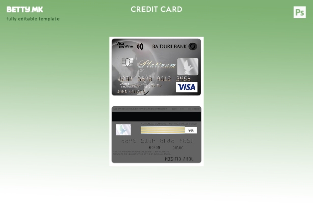 Модерен стил Шаблон за кредитна картичка на Brunei Baiduri Bank Visa Platinum
