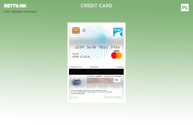 Модерен стил Шаблон за мастер дебитна картичка за индустриска и трговска банка н