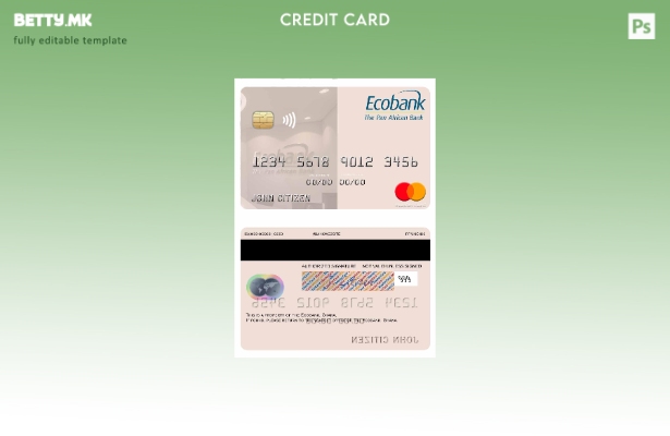 Модерен стил Шаблон за мастер картички на Гана Екобанк Гана
