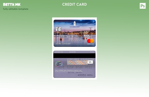 Модерен стил Шаблон за мастер картички на Малта Ломбард Банка