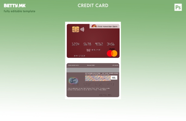 Модерен стил Шаблон за мастер картички на Хаваи Првата Хавајска банка