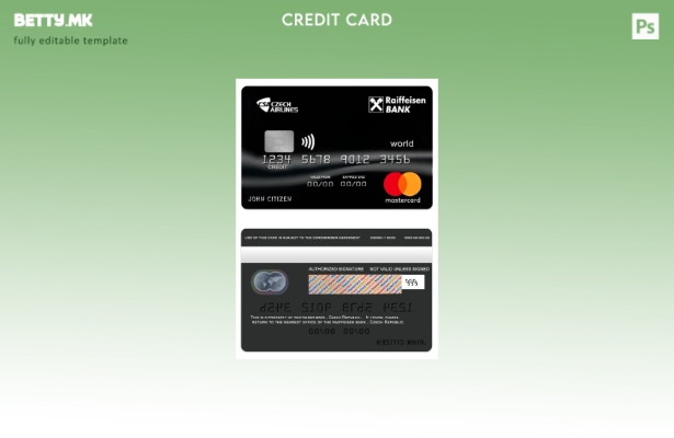 Модерен стил Шаблон за мастер картички на светската банка на Чешка Рајфајзен