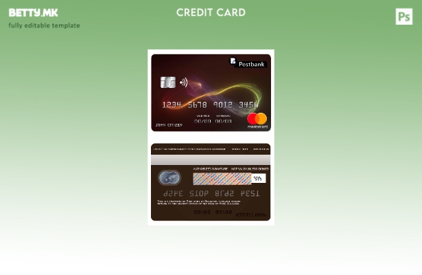 Модерен стил Шаблон за мастер картичка за поштенска банка Бугарија