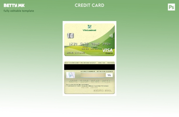Модерен стил на Виетнам Vietcombank виза електронска картичка шаблон