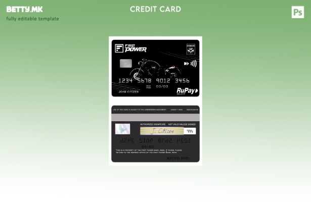 Модерен стил на Индија IDFC First Power RuPay шаблон за кредитна картичка