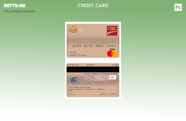 Модерен стил на Канада CIBC Bank шаблон за мастер картички за дебитна картичка
