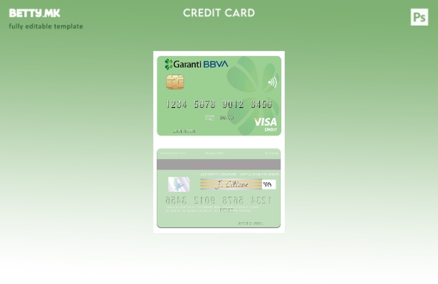 Модерен стил на Романија Garanti BBVA шаблон за виза дебитна картичка