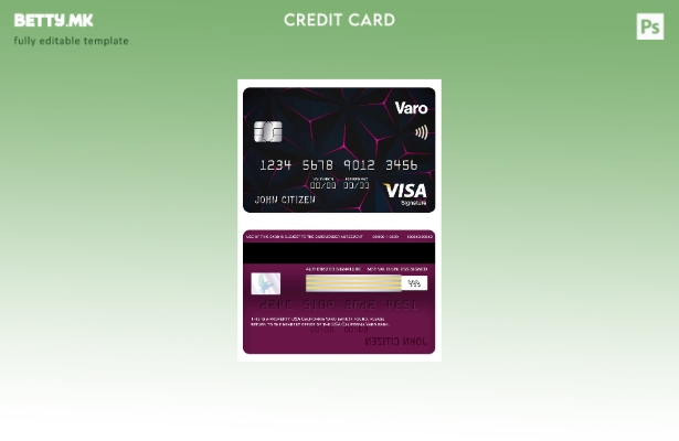 Модерен стил на САД Калифорнија Варо банкарски виза шаблон картичка
