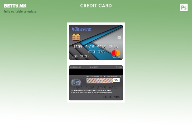 Модерен стил на САД Калифорнија BlueVine банка мастер картички шаблон