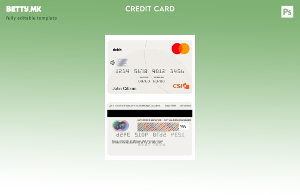 Модерен стил на САД CSI дебитна мастер карта на банкарски шаблон