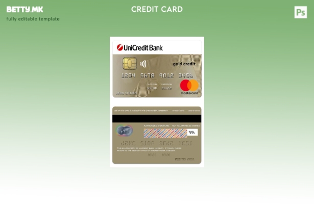 Модерен стил на Унгарија UniCredit Bank Шаблон за златна кредитна мастер карта