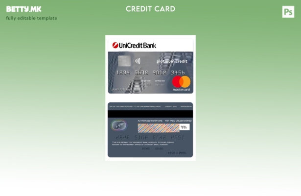 Модерен стил на Унгарија UniCredit Bank шаблон за платинска кредитна мастер карт