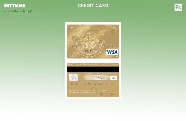 Модерен стил на Хрватска ОТП Банка виза златна кредитна картичка шаблон