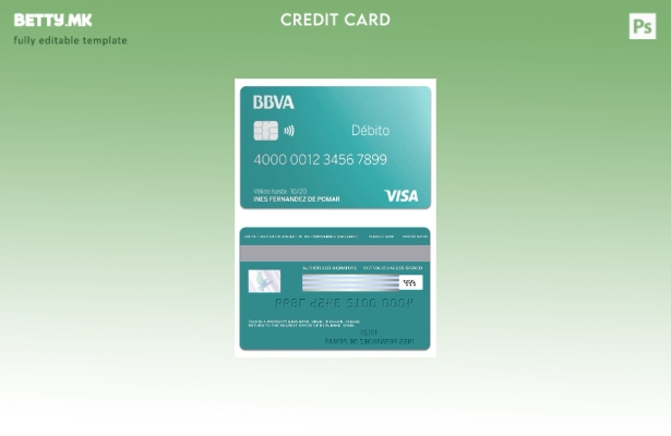 Модерен стил на Шпанија BBVA банка виза дебитна картичка шаблон