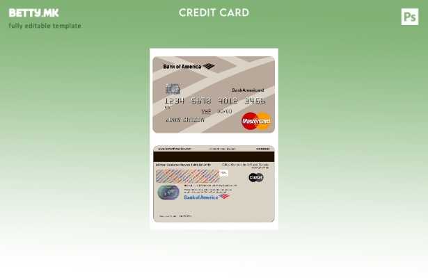Модерен стил на шаблон за банкарска мастер карта на Банката на Америка на САД