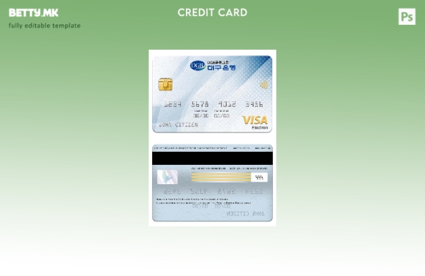 Модерен стил на шаблон за електронска картичка за виза банка на Јужна Кореја Дае