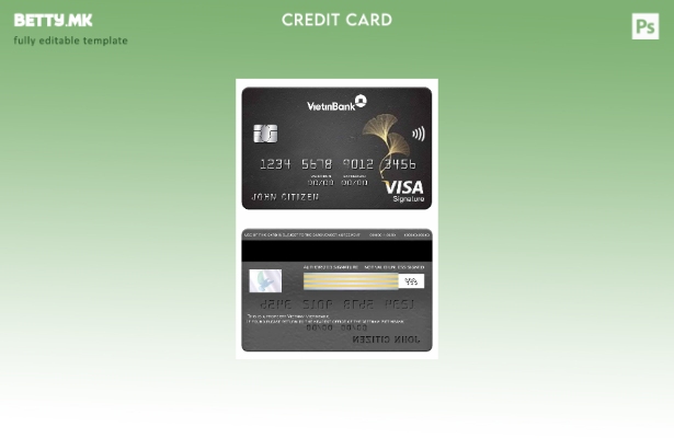 Модерен стил на шаблон за картичка за виза за потпис на Виетнам Виетинбанк